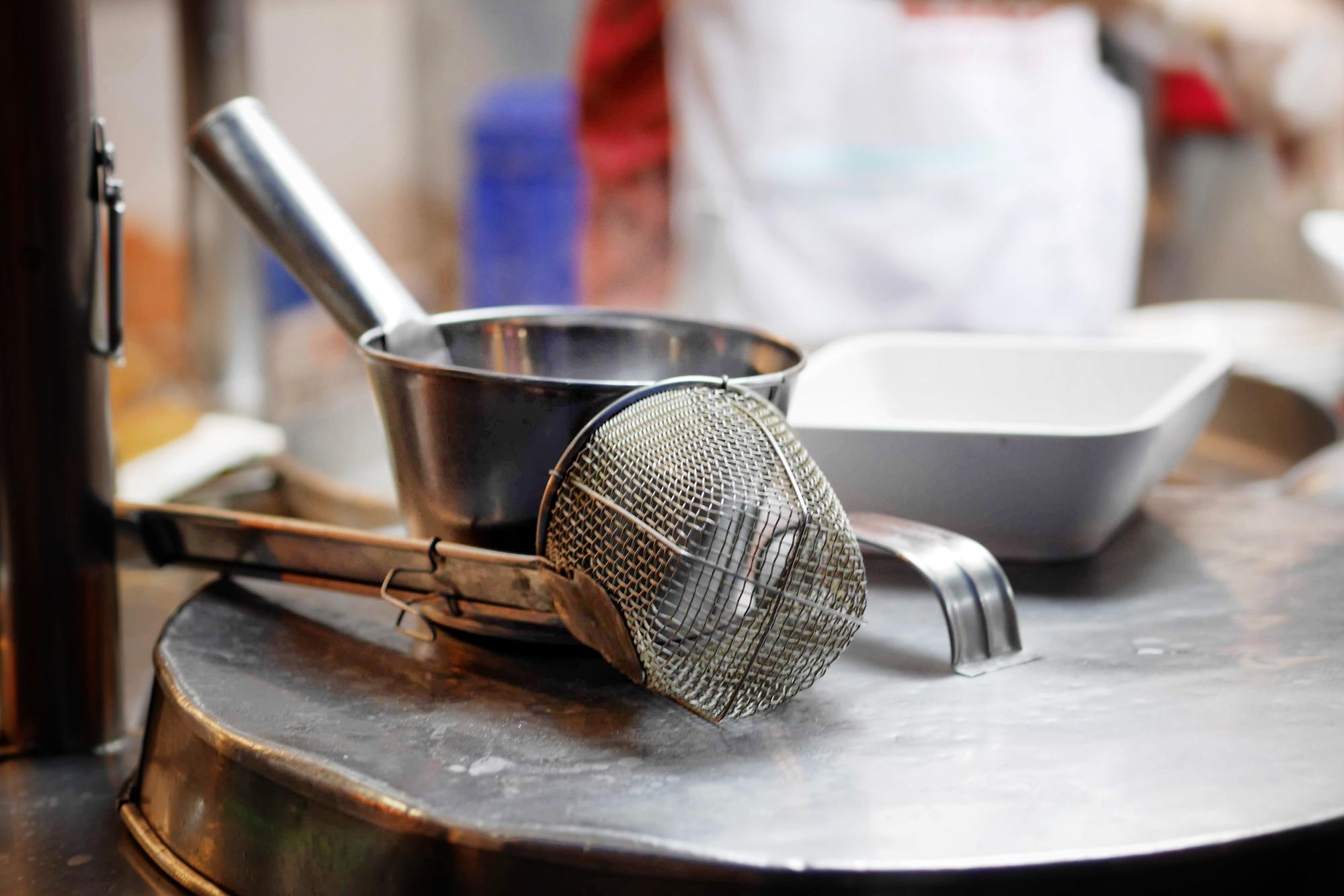 Close-up kitchen tools on table